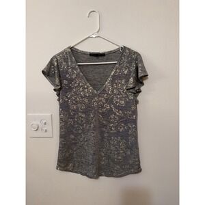 White House Black Market Ruffle Sleeve V Neck Blouse Size S NWOT